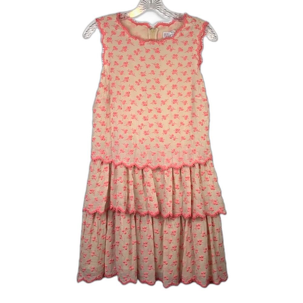 Red Valentino Pink Embroidered Nude Tiered Dress